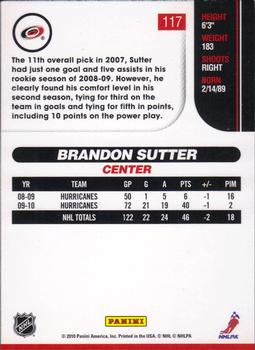 2010-11 Score #117 Brandon Sutter  Back