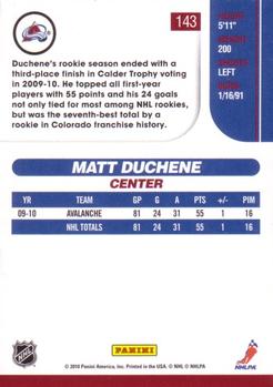2010-11 Score #143 Matt Duchene  Back