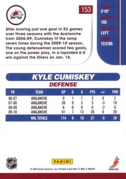 2010-11 Score #153 Kyle Cumiskey  Back