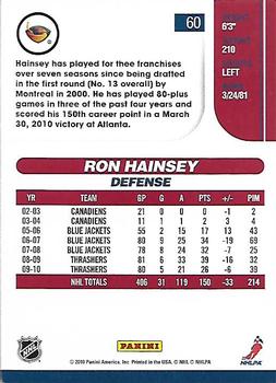 2010-11 Score #60 Ron Hainsey  Back