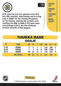 2010-11 Score #79 Tuukka Rask  Back
