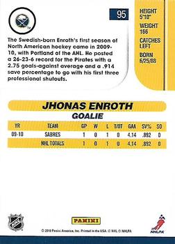 2010-11 Score #95 Jhonas Enroth  Back