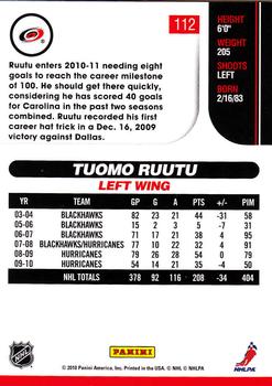 2010-11 Score #112 Tuomo Ruutu  Back