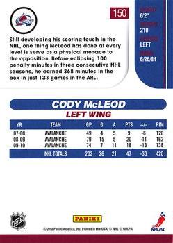 2010-11 Score #150 Cody McLeod  Back