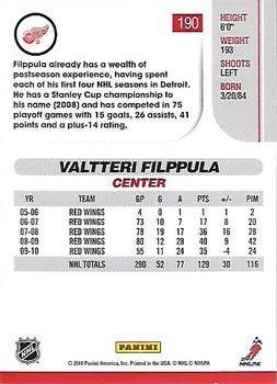 2010-11 Score #190 Valtteri Filppula  Back