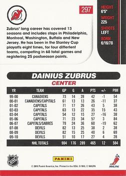 2010-11 Score #297 Dainius Zubrus  Back