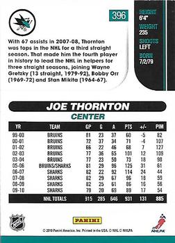 2010-11 Score #396 Joe Thornton  Back