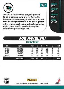 2010-11 Score #397 Joe Pavelski  Back