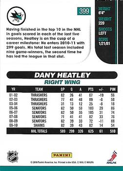 2010-11 Score #399 Dany Heatley  Back