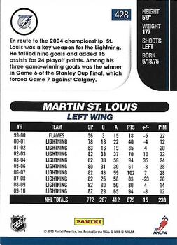 2010-11 Score #428 Martin St. Louis  Back