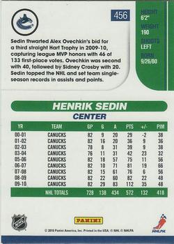 2010-11 Score #456 Henrik Sedin  Back