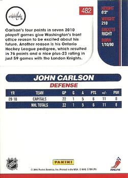 2010-11 Score #482 John Carlson  Back