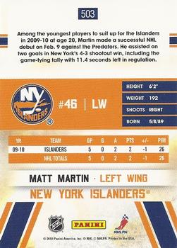 2010-11 Score #503 Matt Martin  Back