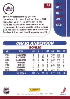 2010-11 Score #155 Craig Anderson  Back