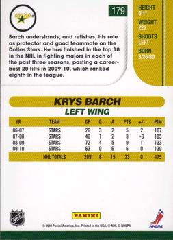2010-11 Score #179 Krys Barch  Back