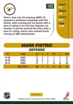 2010-11 Score #182 Mark Fistric  Back