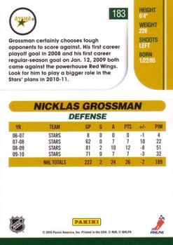 2010-11 Score #183 Nicklas Grossman Back