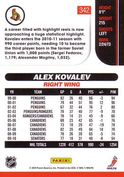 2010-11 Score #342 Alex Kovalev  Back