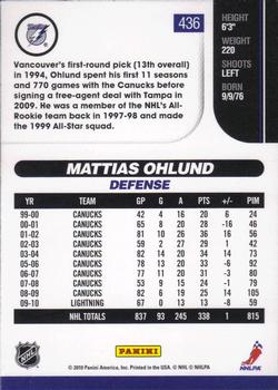2010-11 Score #436 Mattias Ohlund  Back