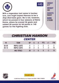 2010-11 Score #446 Christian Hanson  Back