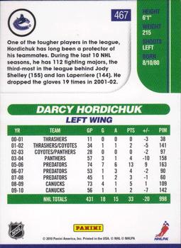 2010-11 Score #467 Darcy Hordichuk  Back