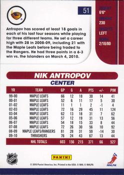 2010-11 Score #51 Nik Antropov  Back
