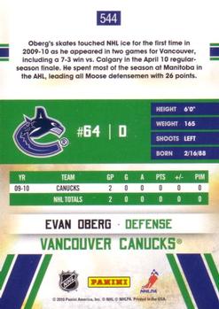 2010-11 Score #544 Evan Oberg  Back