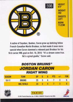 2010-11 Score #598 Jordan Caron  Back