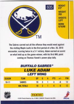 2010-11 Score #605 Luke Adam  Back