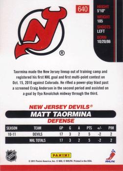 2010-11 Score #640 Matt Taormina  Back