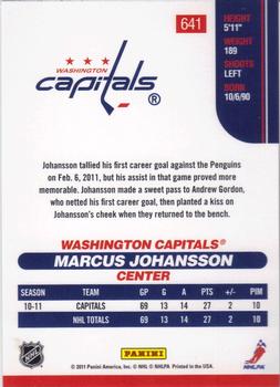 2010-11 Score #641 Marcus Johansson  Back