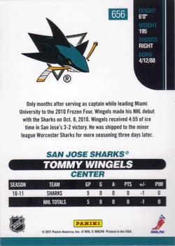 2010-11 Score #656 Tommy Wingels  Back