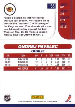 2010-11 Score #65 Ondrej Pavelec  Back