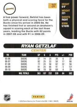 2010-11 Score - Glossy #37 Ryan Getzlaf  Back