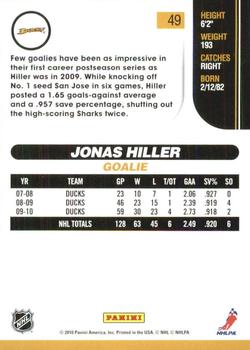2010-11 Score - Glossy #49 Jonas Hiller  Back