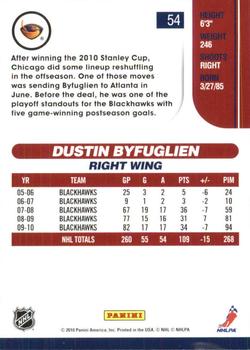 2010-11 Score - Glossy #54 Dustin Byfuglien  Back