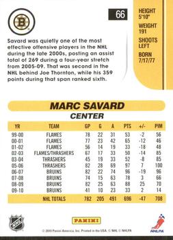 2010-11 Score - Glossy #66 Marc Savard  Back