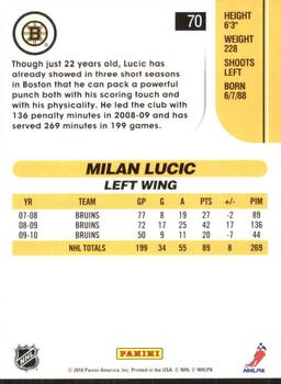 2010-11 Score - Glossy #70 Milan Lucic  Back