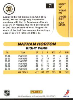 2010-11 Score - Glossy #71 Nathan Horton  Back
