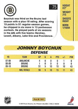 2010-11 Score - Glossy #75 Johnny Boychuk  Back