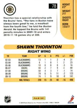 2010-11 Score - Glossy #78 Shawn Thornton  Back