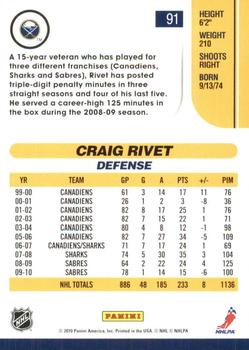 2010-11 Score - Glossy #91 Craig Rivet  Back