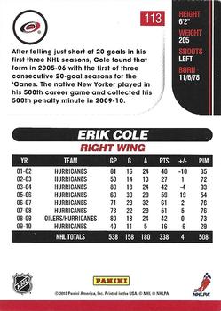 2010-11 Score - Glossy #113 Erik Cole  Back