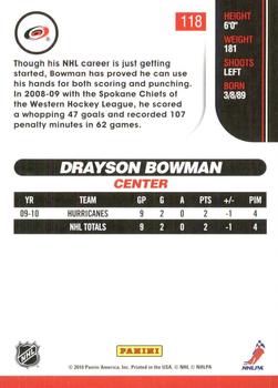 2010-11 Score - Glossy #118 Drayson Bowman  Back