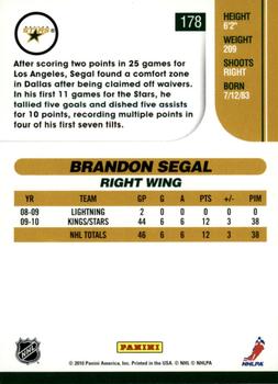 2010-11 Score - Glossy #178 Brandon Segal  Back