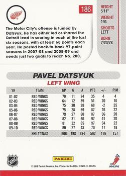 2010-11 Score - Glossy #186 Pavel Datsyuk  Back