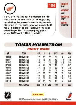 2010-11 Score - Glossy #188 Tomas Holmstrom  Back
