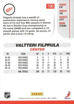 2010-11 Score - Glossy #190 Valtteri Filppula  Back