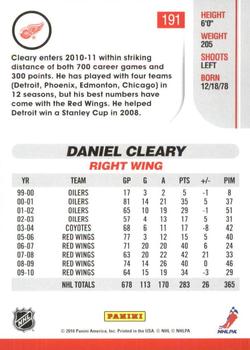 2010-11 Score - Glossy #191 Daniel Cleary  Back