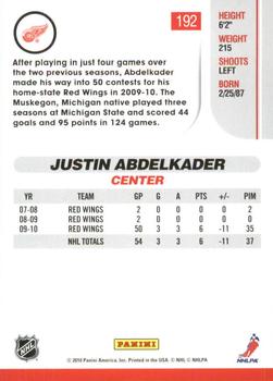 2010-11 Score - Glossy #192 Justin Abdelkader  Back